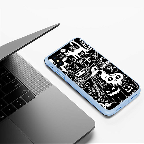 Чехол iPhone XS Max матовый Monster & Cat / 3D-Голубой – фото 3