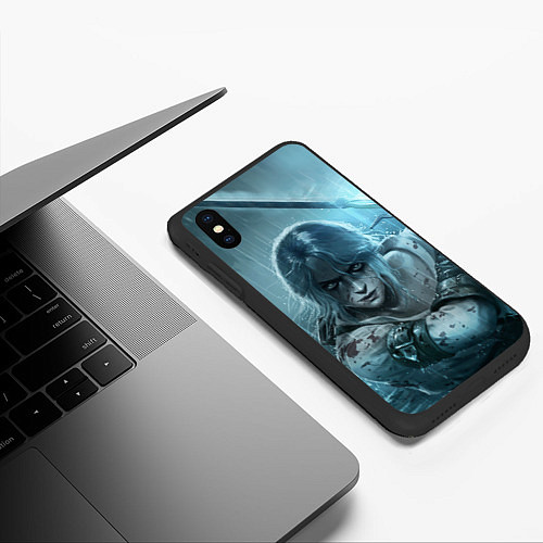 Чехол iPhone XS Max матовый ЦИРИ, ВЕДЬМАК, THE WITCHER / 3D-Черный – фото 3