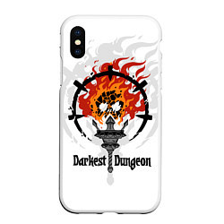 Чехол iPhone XS Max матовый Darkest Dungeon: skull logo, цвет: 3D-белый