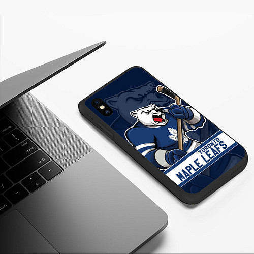 Чехол iPhone XS Max матовый Торонто Мейпл Лифс, Toronto Maple Leafs Маскот / 3D-Черный – фото 3