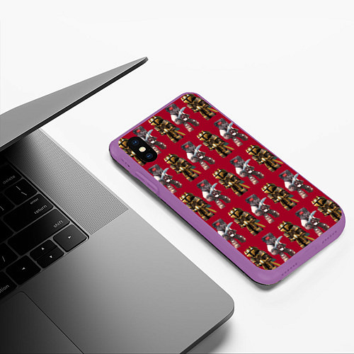 Чехол iPhone XS Max матовый Minecraft warriors pattern / 3D-Фиолетовый – фото 3