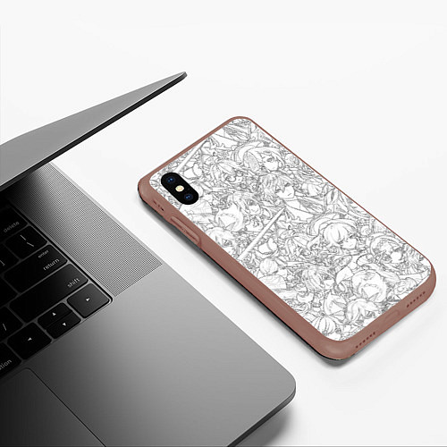 Чехол iPhone XS Max матовый ПЕРСОНАЖИ МАНГА ГЕНШИН ИМПАКТ / 3D-Коричневый – фото 3