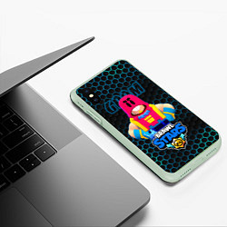 Чехол iPhone XS Max матовый Гром BRAWL STARS соты, цвет: 3D-салатовый — фото 2