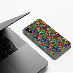 Чехол iPhone XS Max матовый Забавные Монстрики, цвет: 3D-темно-зеленый — фото 2