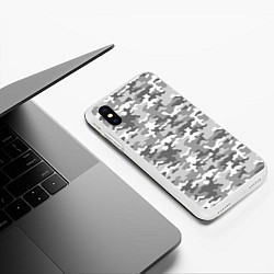 Чехол iPhone XS Max матовый Серый Военный Камуфляж, цвет: 3D-белый — фото 2