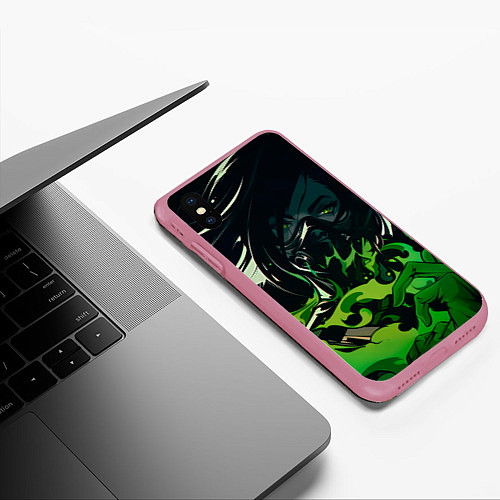 Чехол iPhone XS Max матовый Опасная Вайпер / 3D-Малиновый – фото 3