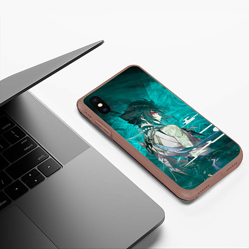 Чехол iPhone XS Max матовый Сяо Адепт Genshin impact / 3D-Коричневый – фото 3