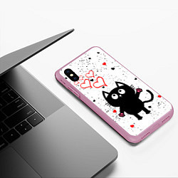Чехол iPhone XS Max матовый Влюблённый котик Cat Love, цвет: 3D-розовый — фото 2