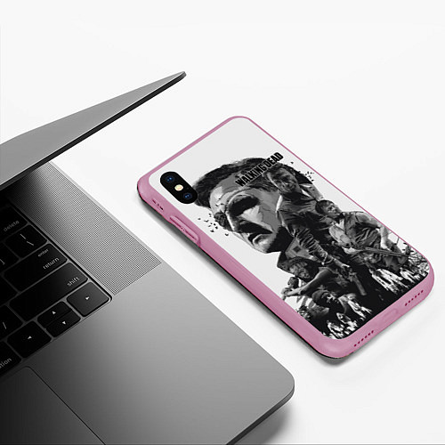 Чехол iPhone XS Max матовый Ходячие мертвецыThe Walking Dead / 3D-Розовый – фото 3