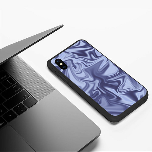 Чехол iPhone XS Max матовый Crystal Abstract Blue / 3D-Черный – фото 3