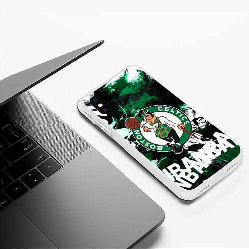 Чехол iPhone XS Max матовый Бостон Селтикс , Boston Celtics / 3D-Белый – фото 3