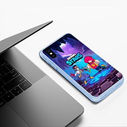 Чехол iPhone XS Max матовый GROM FANG BRAWL STARS, цвет: 3D-голубой — фото 2