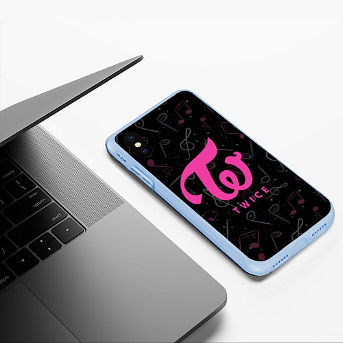 Чехол iPhone XS Max матовый Twice с музыкальным фоном / 3D-Голубой – фото 3