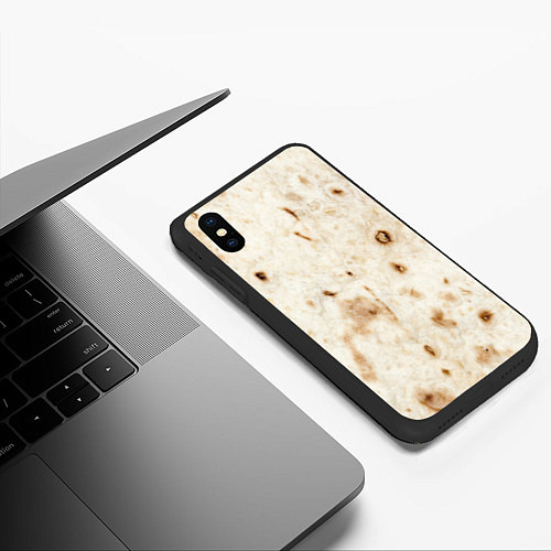 Чехол iPhone XS Max матовый Лаваш - тексутра / 3D-Черный – фото 3