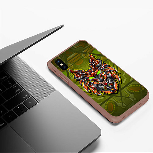 Чехол iPhone XS Max матовый Кибер-лис / 3D-Коричневый – фото 3