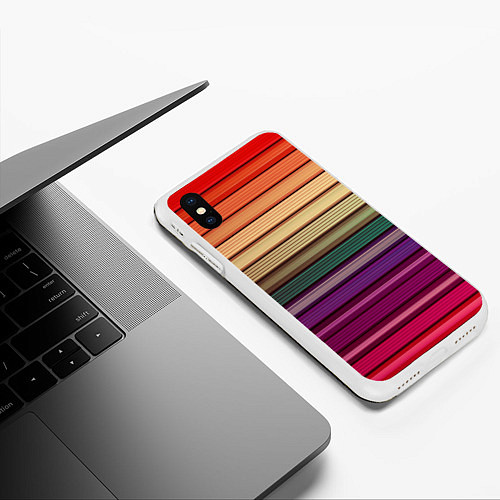 Чехол iPhone XS Max матовый CUBER RAINBOW / 3D-Белый – фото 3