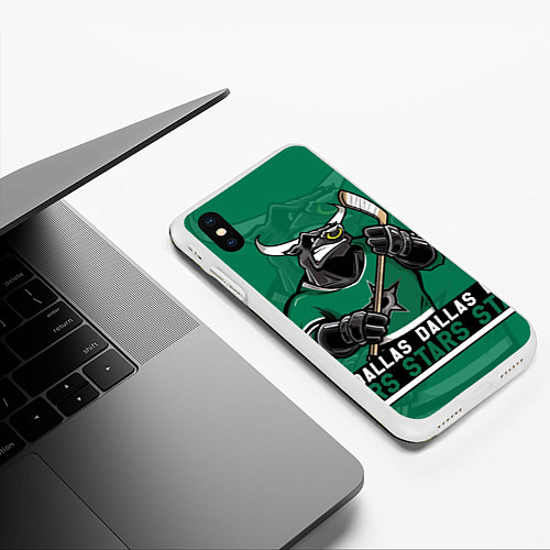 Чехол iPhone XS Max матовый Dallas Stars, Даллас Старз / 3D-Белый – фото 3