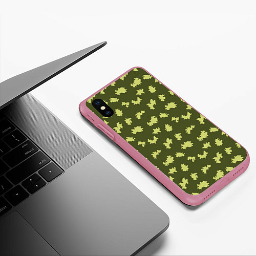 Чехол iPhone XS Max матовый Пограничник камуфляж / 3D-Малиновый – фото 3