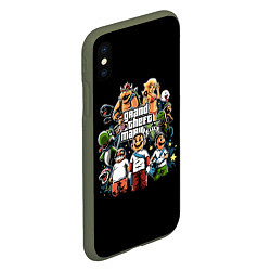 Чехол iPhone XS Max матовый Mario x GTA, цвет: 3D-темно-зеленый — фото 2