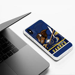 Чехол iPhone XS Max матовый Баффало Сейберз, Buffalo Sabres, цвет: 3D-белый — фото 2