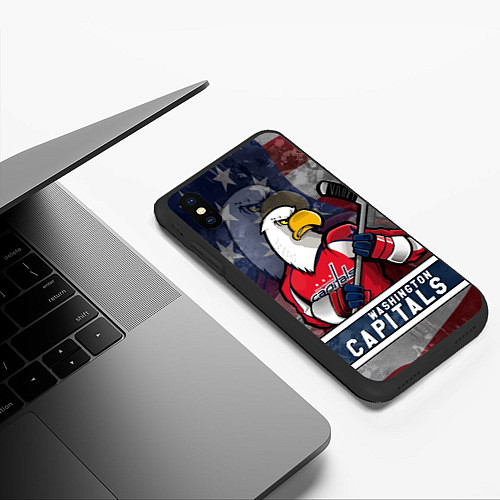 Чехол iPhone XS Max матовый Вашингтон Кэпиталз, Washington Capitals / 3D-Черный – фото 3