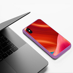 Чехол iPhone XS Max матовый Структура линий, цвет: 3D-фиолетовый — фото 2