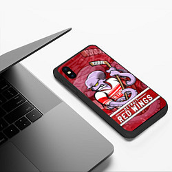 Чехол iPhone XS Max матовый Детройт Ред Уингз, Detroit Red Wings Маскот, цвет: 3D-черный — фото 2