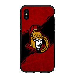 Чехол iPhone XS Max матовый Оттава Сенаторз , Ottawa Senators, цвет: 3D-черный