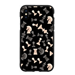 Чехол iPhone XS Max матовый Белые и черные шахматные фигуры, цвет: 3D-черный