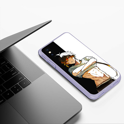 Чехол iPhone XS Max матовый Чжун Ли в хорошей форме GENSHIN IMPACT / 3D-Светло-сиреневый – фото 3