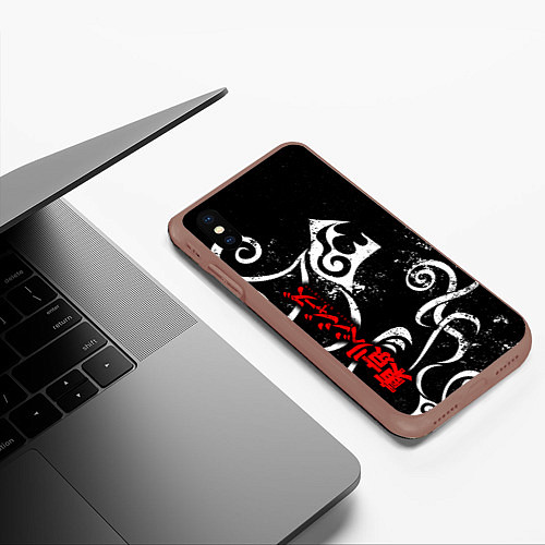 Чехол iPhone XS Max матовый DRAKEN TATTOO WHITE ТОСВА / 3D-Коричневый – фото 3