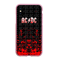 Чехол iPhone XS Max матовый Acdc Паттерн, цвет: 3D-розовый