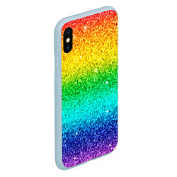 Чехол iPhone XS Max матовый Блестки радуга, цвет: 3D-голубой — фото 2