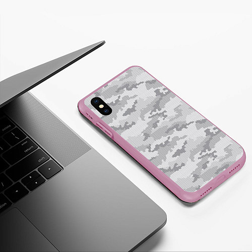 Чехол iPhone XS Max матовый Городской Абстрактный Камуфляж / 3D-Розовый – фото 3
