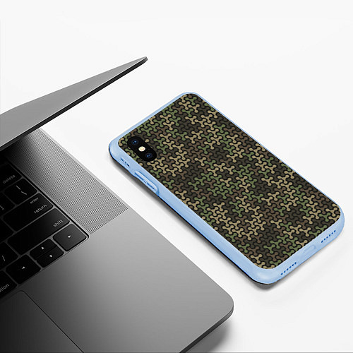 Чехол iPhone XS Max матовый Абстрактный Охотничий Камуфляж / 3D-Голубой – фото 3