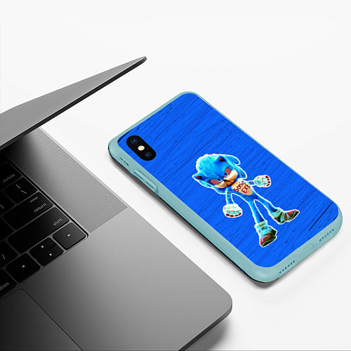 Чехол iPhone XS Max матовый Sonic exe / 3D-Мятный – фото 3