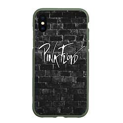 Чехол iPhone XS Max матовый PINK FLOYD - ПИНК ФЛОЙД КИРПИЧНАЯ СТЕНА, цвет: 3D-темно-зеленый