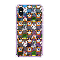 Чехол iPhone XS Max матовый Фредди, Рокси, Ванни, Чика и Монтгомери, цвет: 3D-сиреневый