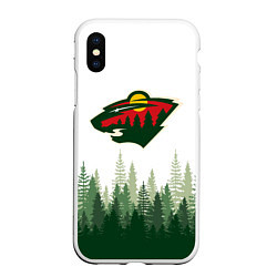 Чехол iPhone XS Max матовый Minnesota Wild, Миннесота Уайлд Лес, цвет: 3D-белый