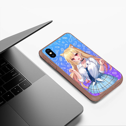 Чехол iPhone XS Max матовый Эта фарфоровая кукла влюбилась милая Китагава Мари / 3D-Коричневый – фото 3