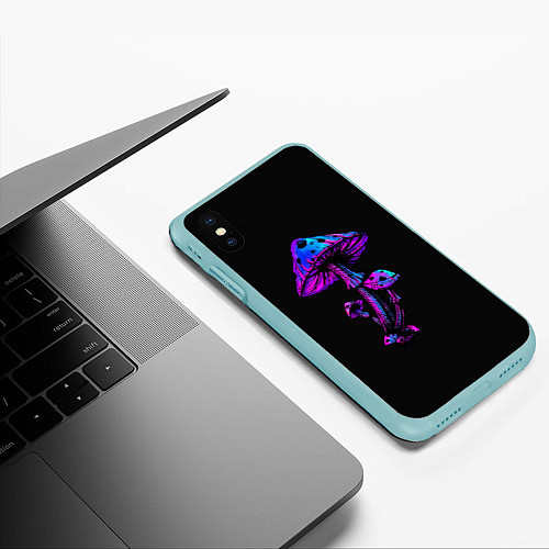 Чехол iPhone XS Max матовый Неоновый гриб / 3D-Мятный – фото 3