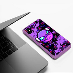 Чехол iPhone XS Max матовый Геометри Дэш фиолетовый Geometry Dash, цвет: 3D-фиолетовый — фото 2