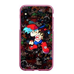 Чехол iPhone XS Max матовый Бойфренд Boyfriend FNF, цвет: 3D-малиновый