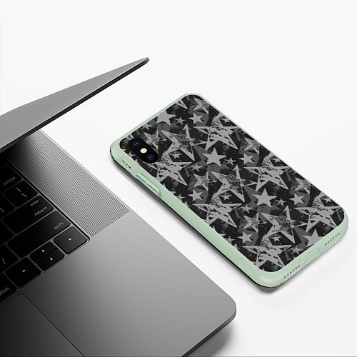 Чехол iPhone XS Max матовый Gray Star / 3D-Салатовый – фото 3