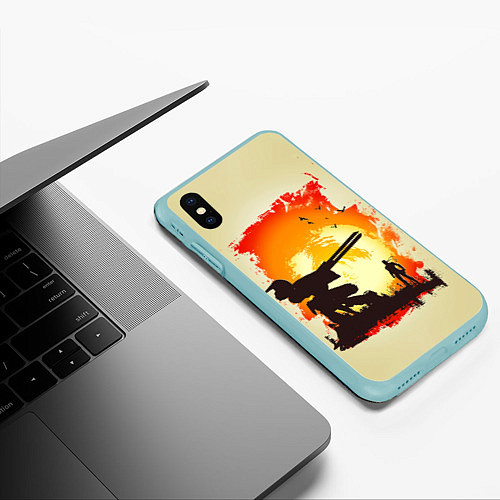 Чехол iPhone XS Max матовый Снейк и Метал Гир / 3D-Мятный – фото 3