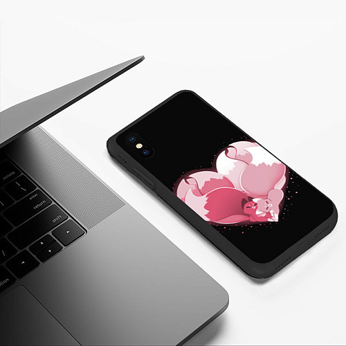 Чехол iPhone XS Max матовый Сердце Две Кицуне / 3D-Черный – фото 3