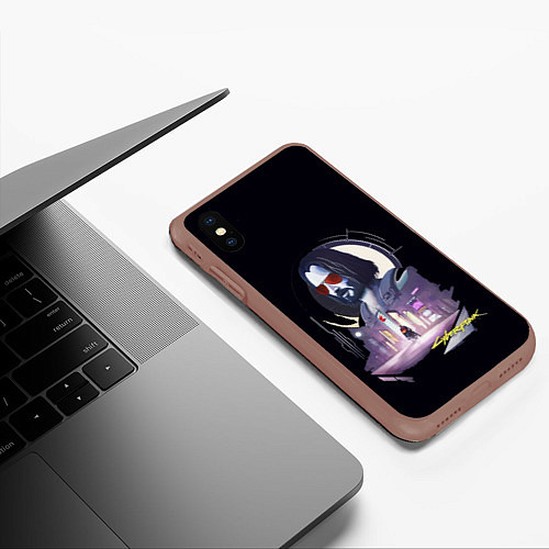 Чехол iPhone XS Max матовый Cyberpunk 2077 Киану в игре / 3D-Коричневый – фото 3