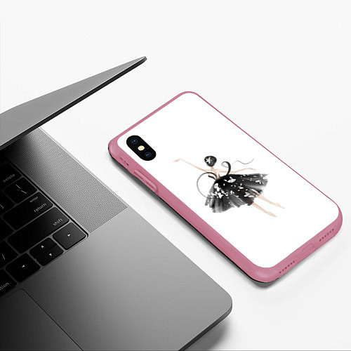 Чехол iPhone XS Max матовый Девушка балерина / 3D-Малиновый – фото 3