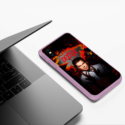 Чехол iPhone XS Max матовый Декстер Новая Кровь Супер сериал / 3D-Сиреневый – фото 3