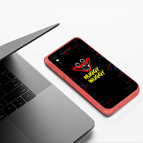 Чехол iPhone XS Max матовый Poppy Playtime Поппи Плейтайм huggy wuggy / 3D-Красный – фото 3
